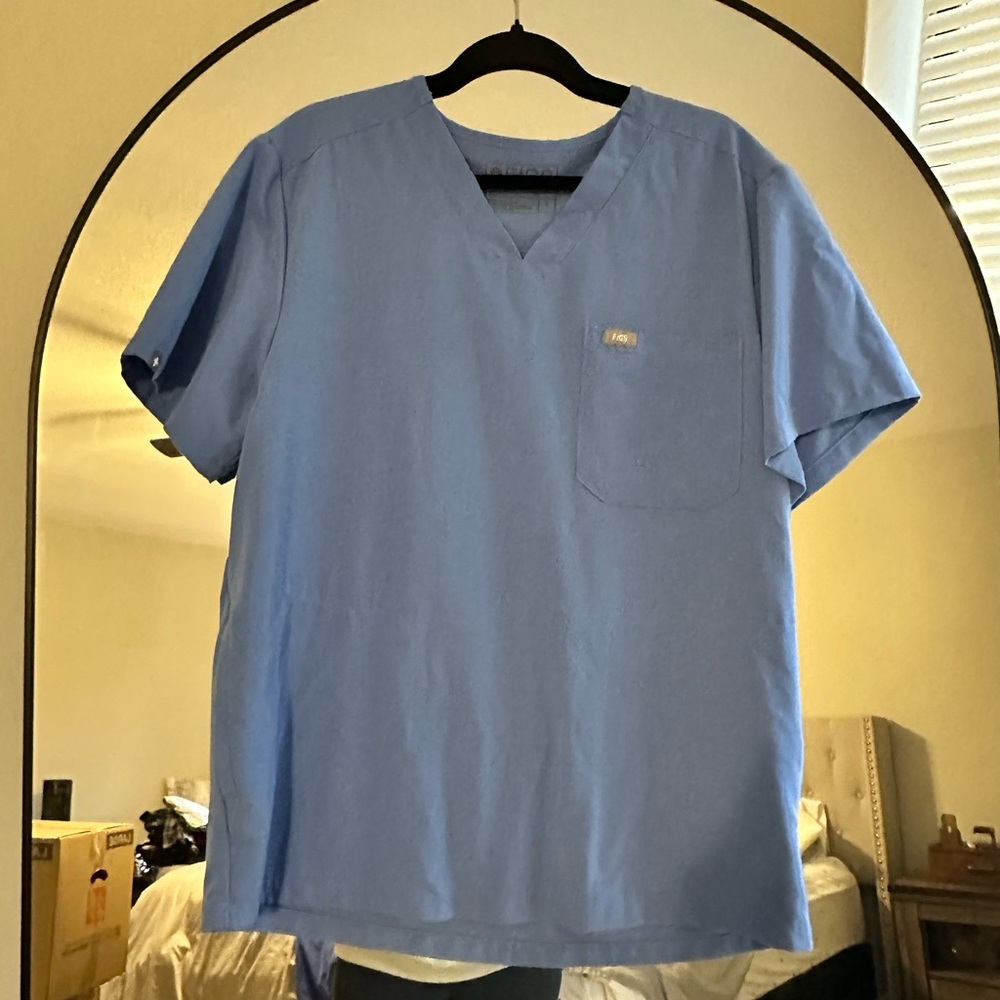 Men's light pale blue scrub top
